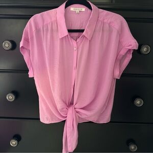 Rose & Olive Women's orchid Button-Down Tie-Front Shirt Sz L